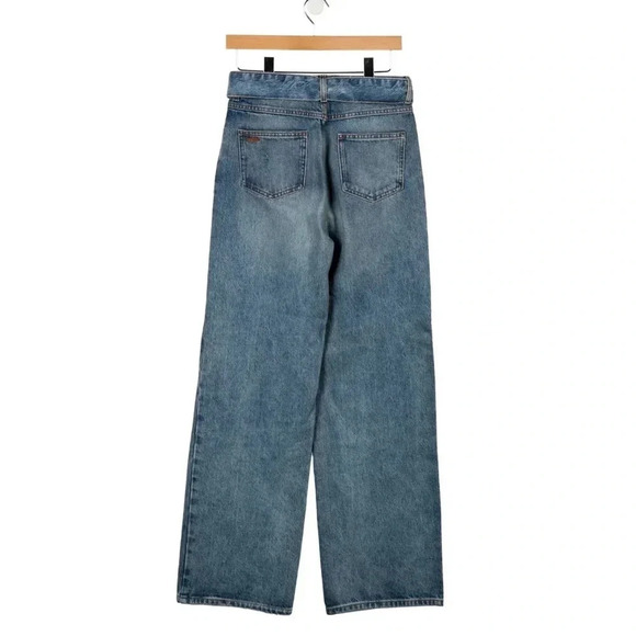 ba&sh Eugene blue jeans high waist wide leg belted Excellent Size 6 US - Picture 4 of 9